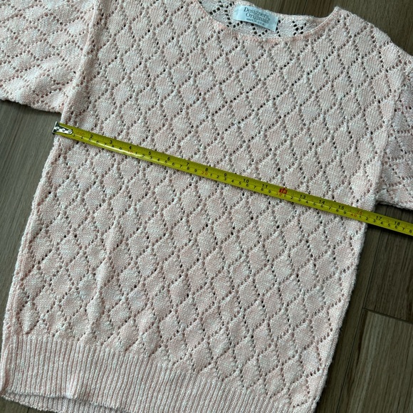 Vintage Light Pink & White Crochet Knit Top - Picture 11 of 15